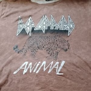 Men's Authentic XL Def Leppard Animal Brown Graphic Shirt Band Music Metal